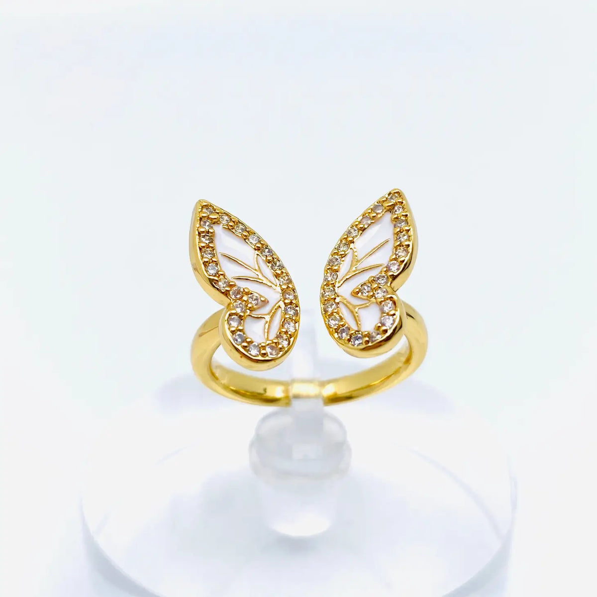 Rhinestone Butterfly Open Adjustable Ring