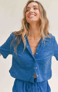 Sadie & Sage Pool Day Terry Crop Shirt