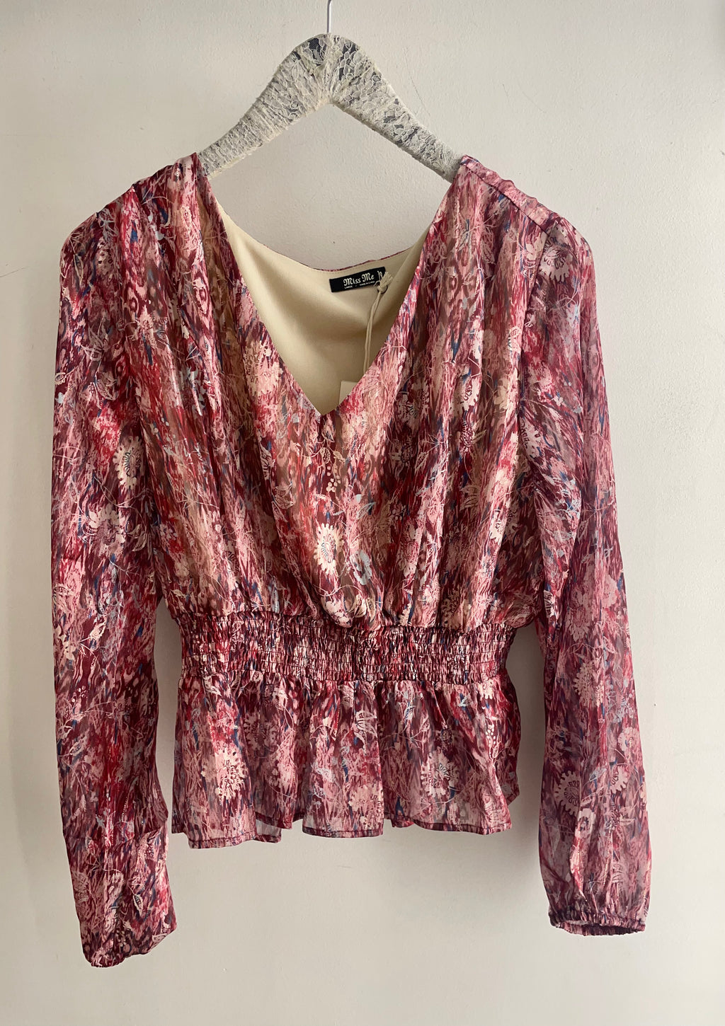 Miss Me Ruffle Print Long Sleeve Top