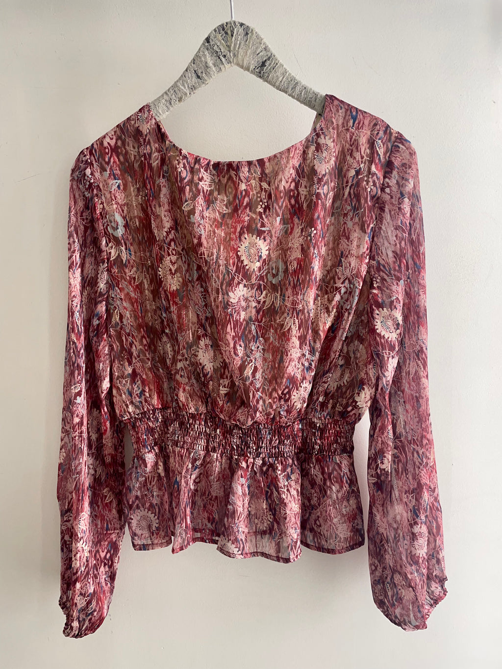 Miss Me Ruffle Print Long Sleeve Top