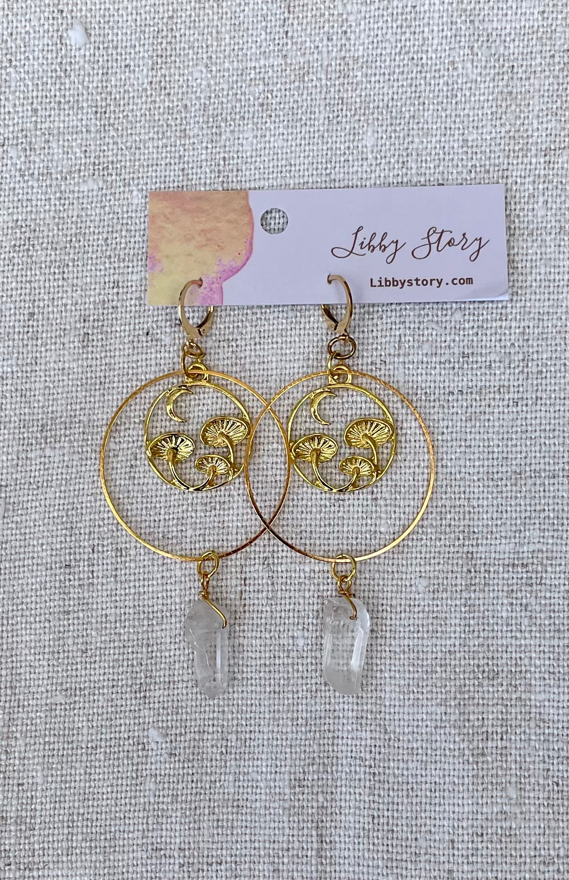 Golden Mushroom Irregular Stone Earring