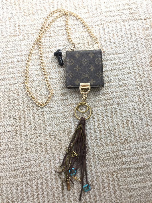 Libby Story Fringe Charm Upcycled Designer Clutch