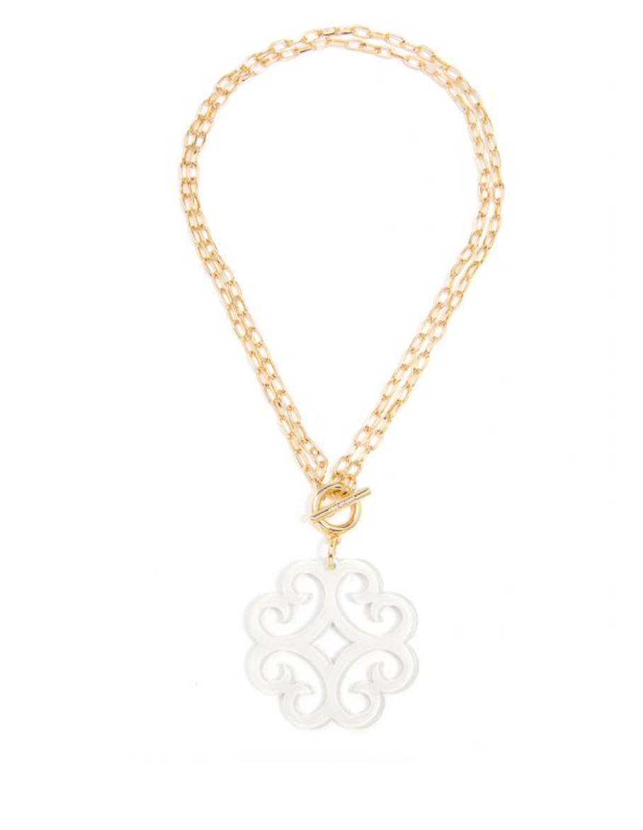 Zenzii Double Link Chain Resin Pendant Necklace