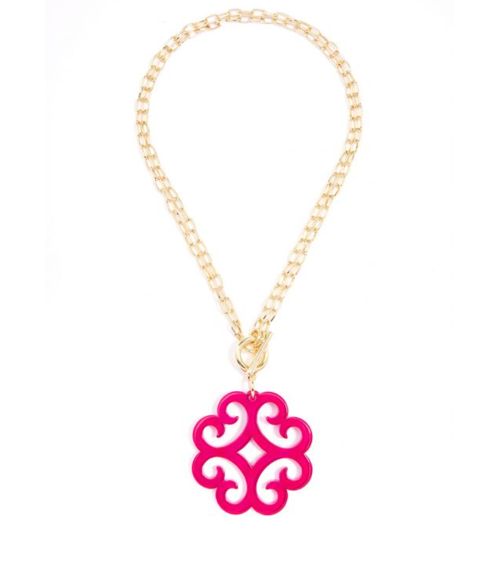 Zenzii Double Link Chain Resin Pendant Necklace