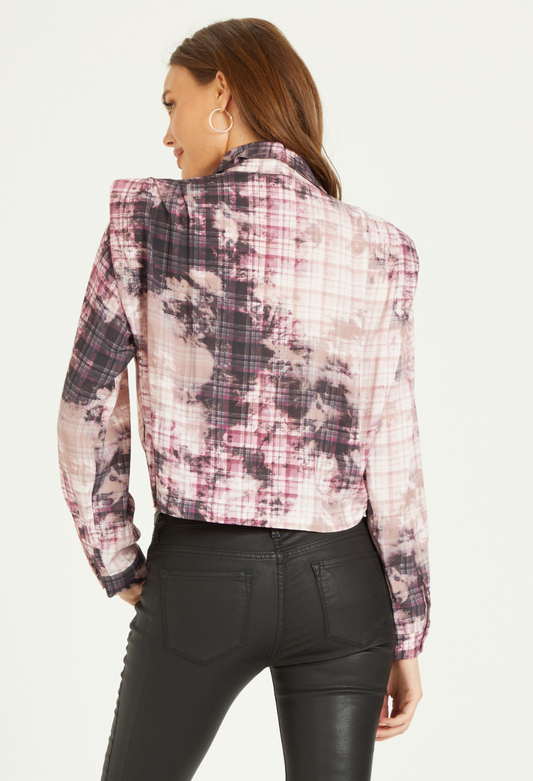 Dear John Cassie Tie Dye Plaid Top