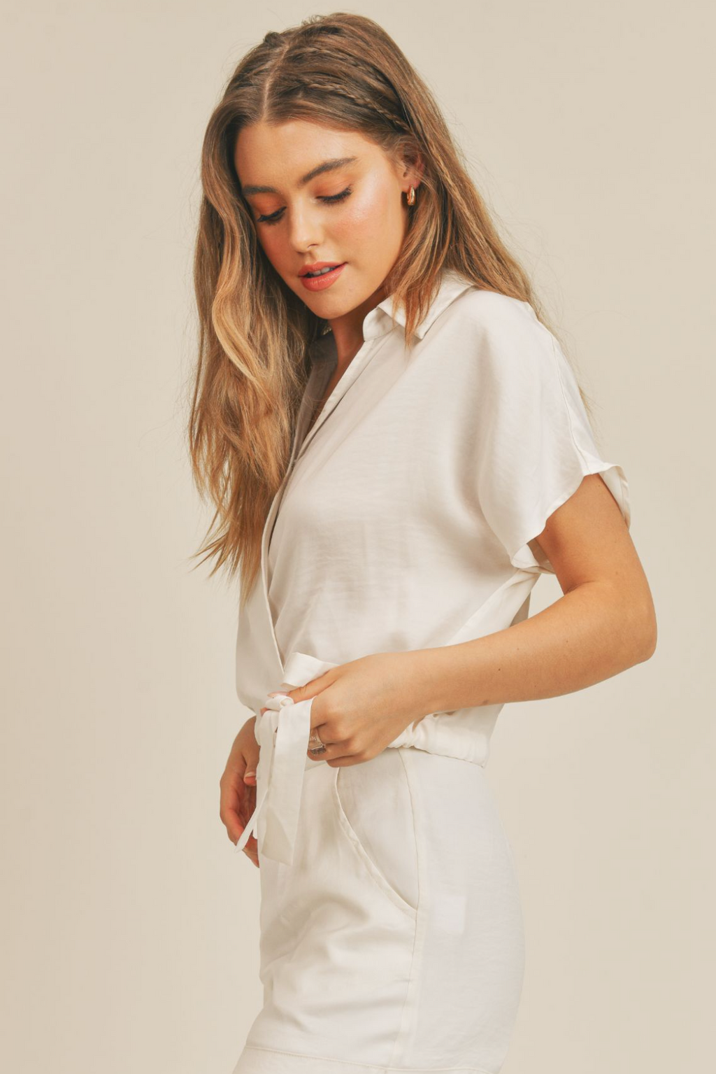 Sadie & Sage Friendly Face Side Tie Top