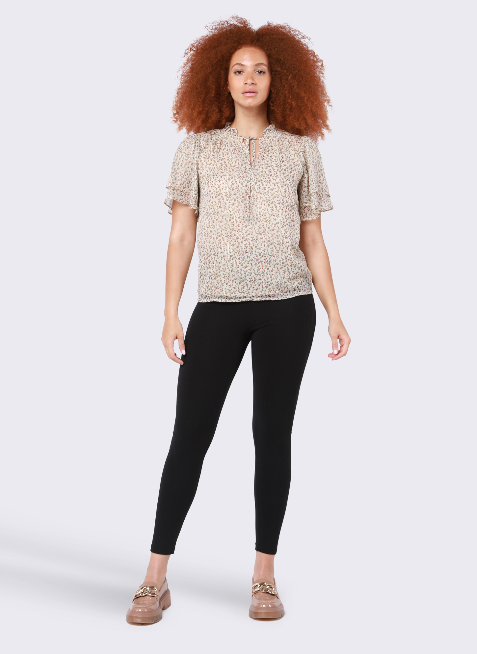 Dex Poppy Flutter Sleeve Top