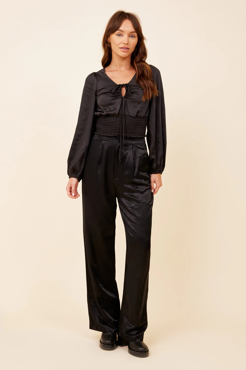 Vintage Havana Satin Criss Cross Blouse