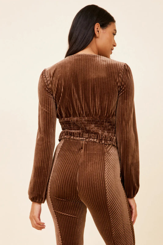 Vintage Havana Velvet Cord Ruched Top