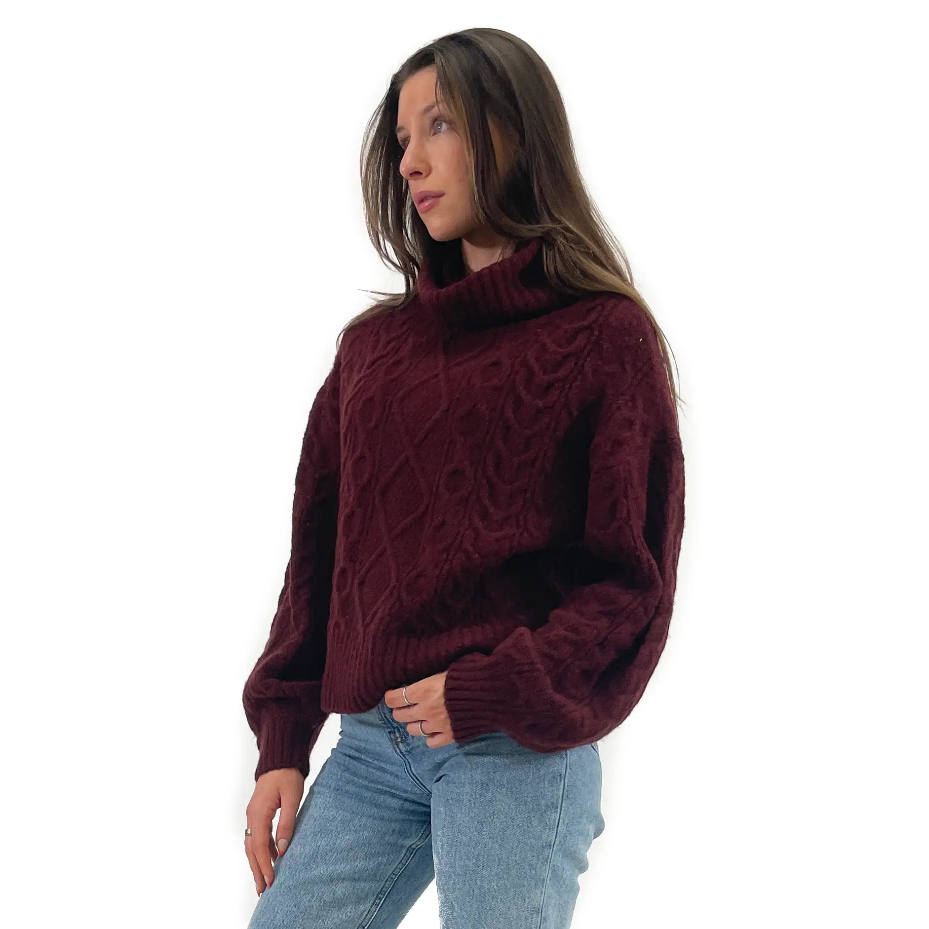 RDI Clara Mossy Cable T-Neck Sweater