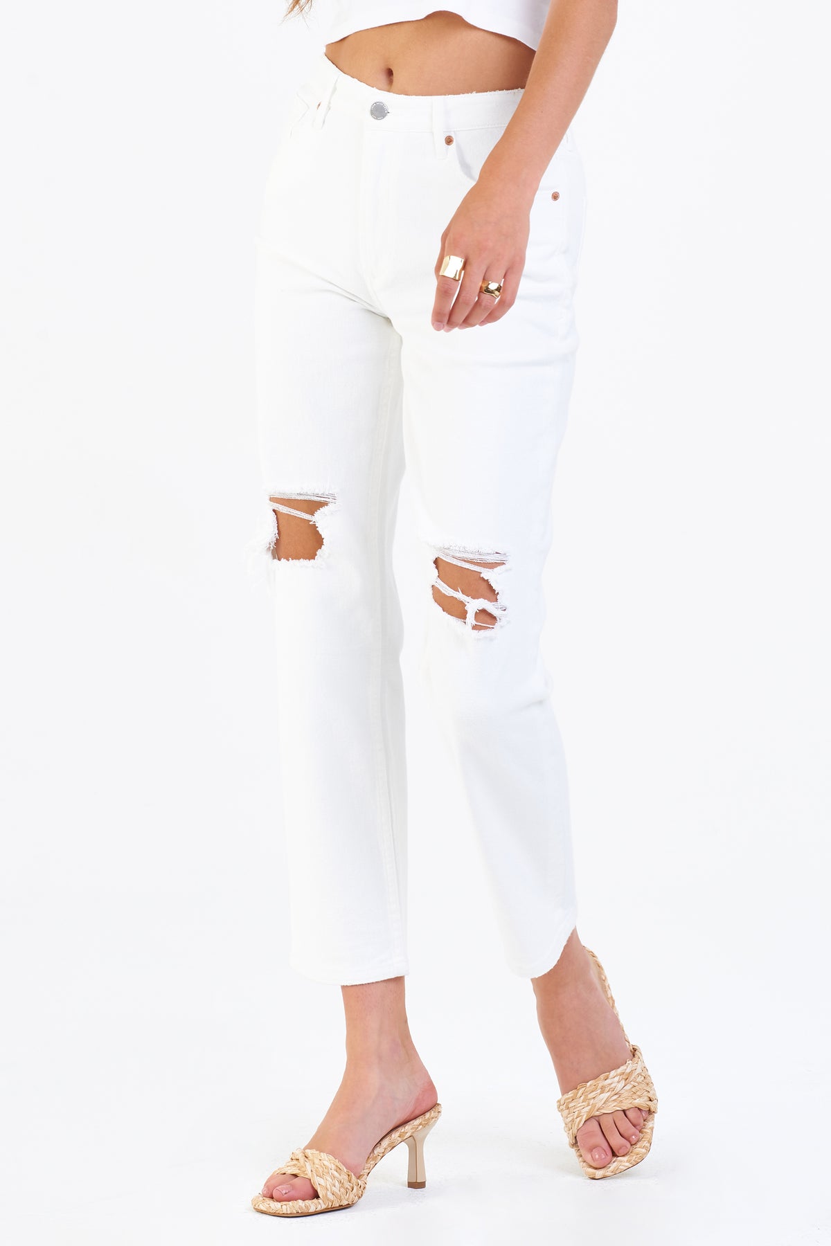 Dear John Jodi Optic White Super High Rise Straight